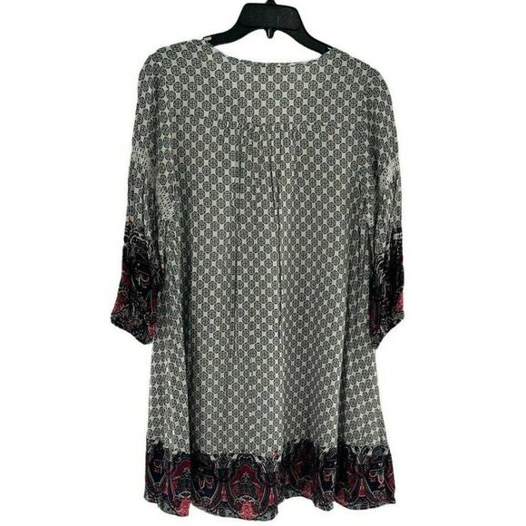 Umgee Blouse Womens Small Multicolor Relaxed Stretch Aztec Split Neck Tunic Tops - Picture 2 of 9